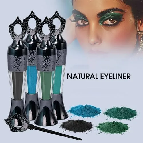 Powder Eyeliner, Multi-Use Eyeliner Powder Long-Wearing & Smudge-Proof Intense Color Easy To Apply, Gentle & Skin-Friendly Formula, Smoothly Outlines The Eye-Liner For Women, #04 Green
