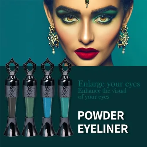 Powder Eyeliner, Multi-Use Eyeliner Powder Long-Wearing & Smudge-Proof Intense Color Easy To Apply, Gentle & Skin-Friendly Formula, Smoothly Outlines The Eye-Liner For Women, #04 Green