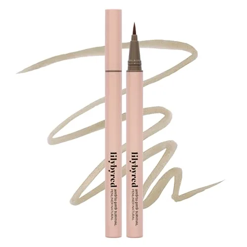 lilybyred AM9 to PM9 Survival Penliner Natural | Korean Soft Ash Tone Liquid Eyeliner, 0.1mm Ultra-Fine Brush, Quick-Dry, Smudge-Proof, Layerable Ash Pigment, Buildable Color, 0.035 oz. (03 Ash Taupe)
