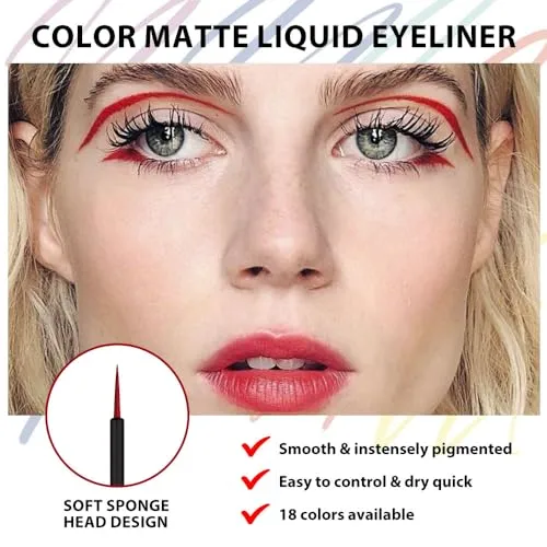 evpct 1Pcs Dark Red Liquid Eyeliner Waterproof Dark Red Eye Liners for Women, Eyes Wing Eyeliner Stamps Shapes Colored Eyeliner delineador de ojos a prueba de agua contra el agua blanco para ojos