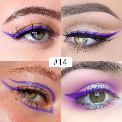 evpct 1Pcs Blue Violet Liquid Eyeliner Waterproof Blue Voilet Eye Liners for Women, Eyes Wing Stamps Shapes Colored Eyeliner delineador de ojos a prueba de agua contra el agua blanco para ojos