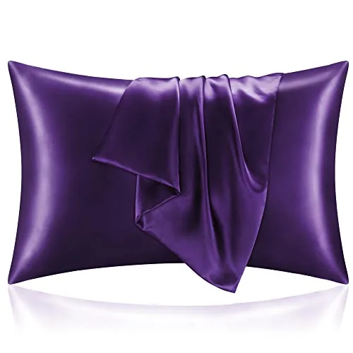 BEDELITE Satin Pillowcases, Queen Size 20x30 Inch, Plum Purple, Set of 2