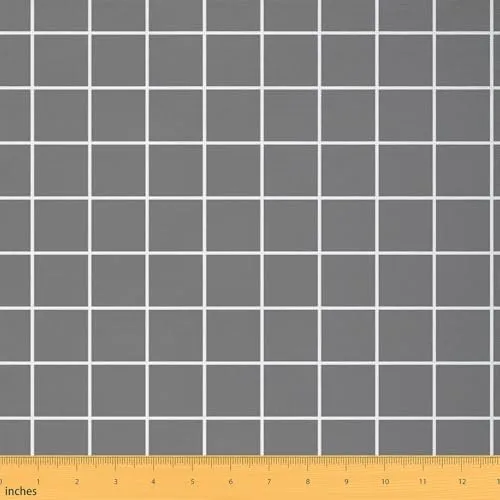 Grey Plaid Fabric by The Yard,White Stripes Line Decor Fabric for Sewing Supplies,Modern Simple Style Fabrics Soft Polyester No Stretch,Grey 1 Yard,36" L x 59" W