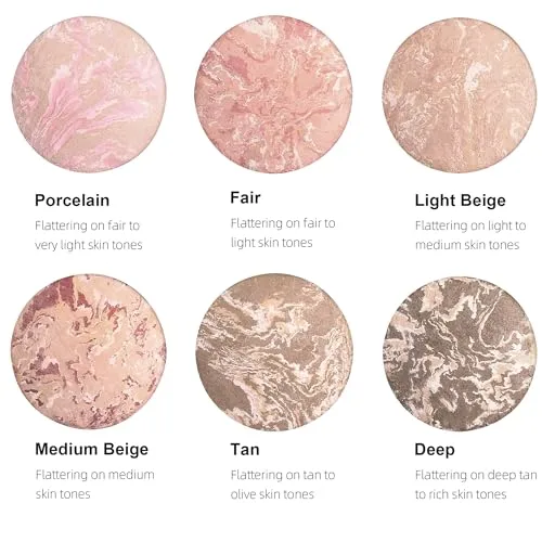 Marble Baked Makeup Setting Powder, Luminous Finish Waterproof Sweatproof Conceal Foundation, 24 H No-Transfer No Smudge Oil-Control Pressed Powder Makeup Base (#05 TAN, 0.53 OZ)