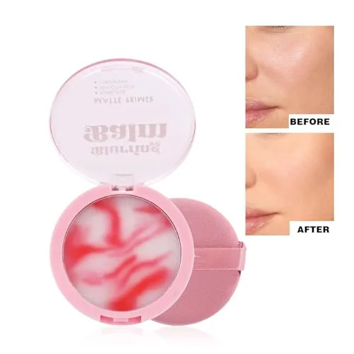 Grospe Matte Concealer Makeup Setting Powder with Puff, Three-Dimensional Contouring, Natural, Lightweight, Waterproof, Oil-Controlling, Non-Stuck Matte Concealer Powder