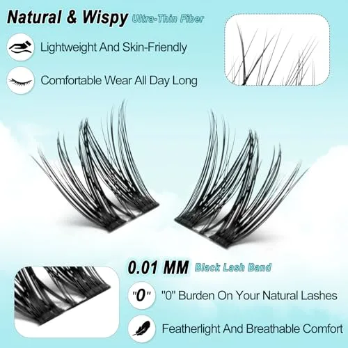 Lash Clusters Flora DIY Lash Extension 8-18mm Wispy Eyelash Clusters D Curl Individual Eye Lashes Volume False Eyelashes Natural Look Cluster Eyelash Extensions for Beginners by WiWiLINK