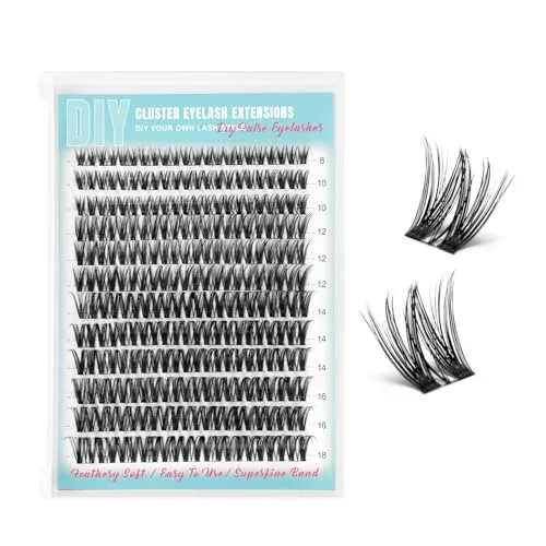 Lash Clusters Flora DIY Lash Extension 8-18mm Wispy Eyelash Clusters D Curl Individual Eye Lashes Volume False Eyelashes Natural Look Cluster Eyelash Extensions for Beginners by WiWiLINK