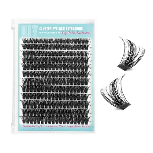 Lash Clusters Wispy DIY Lash Extension 8-18mm Thick Volume Lashes 80D Eyelashes Clusters D Curl Individual Eye Lashes Fluffy Cluster Eyelash Extensions for Salon by WiWiLINK