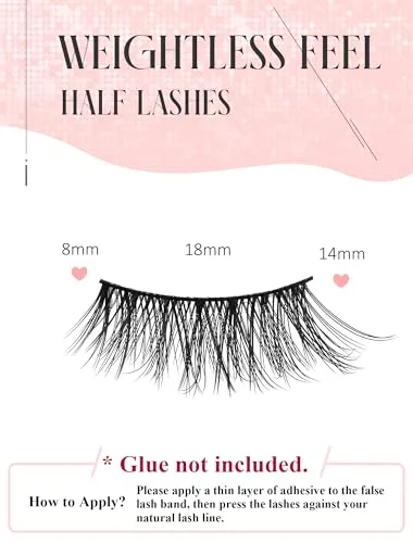 Half Lashes Natural Lashes Wispy Lashes Corner Lashes 3/4 False Eyelashes Natural Half Eyelashes W19