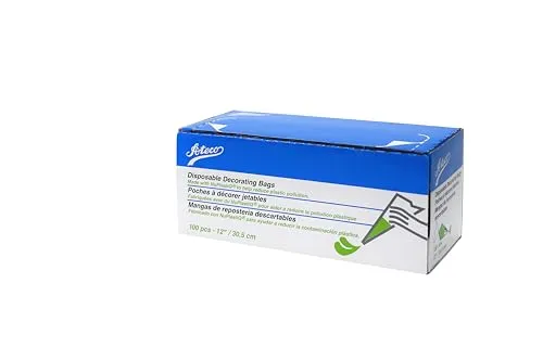 Ateco 4412 Plastic Disposable Piping and Cake Decorating Bags with NuPlastiQ, Pack of 100, Clear