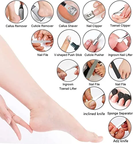36 in 1 Pedicure Kit, Stainless Steel Foot Care Kit with Foot File