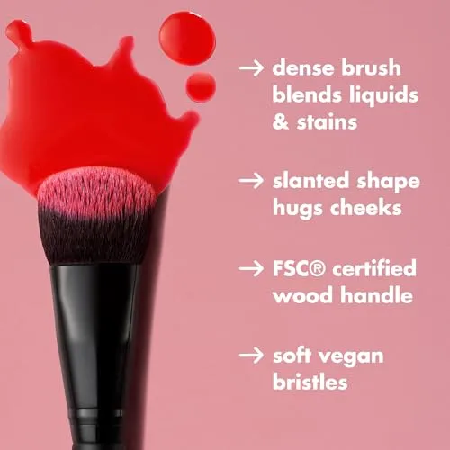 e.l.f. Stain & Tint Blending Brush, Liquid Blush Brush For Blending & Creating An Even Finish, Made With Synthetic Bristles, Vegan & Cruelty-Free