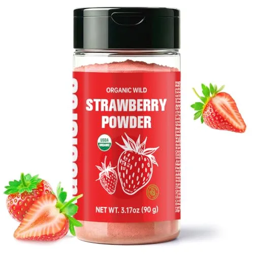 Nacolorce 100% Organic Freeze-Dried Strawberry Powder (3.17oz) | No Sugar Added: Gluten-Free Vegan Food Coloring & Seasoning for Baking, Smoothies, Cakes & Drin