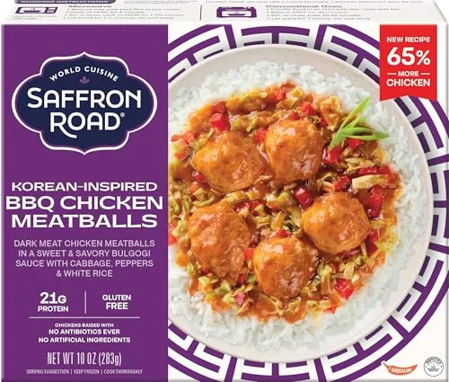 Saffron Road, Frozen, Meatballs Chicken Korean Barbeque, 10 Ounce
