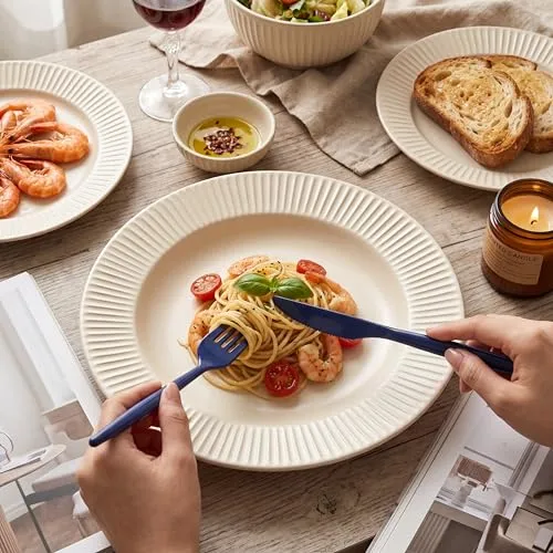Supernal 180pcs Blue Plastic Silverware Set, Disposable Cutlery