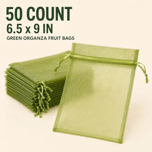 50PCS 6x9 Inch Fruit Protection Bags, Drawstring Mesh Fruit Protectors