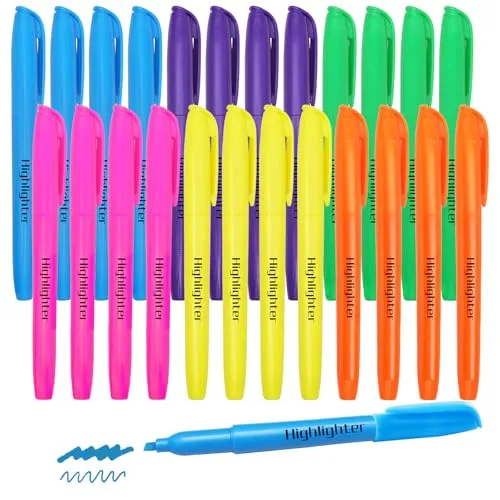 Highlighters Assorted Colors, 24 Pack Chisel Tip Highlighter Bulk