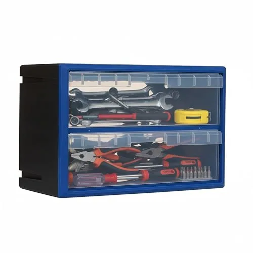 Northsky 2-Drawer Small Parts Cabinet, Stackable, Clear, 14.17 × 7.09 × 9.45 in