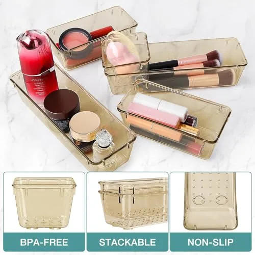 10 PCS Drawer Organizer Set, 5 Size Bathroom and kitchen organizer Trays