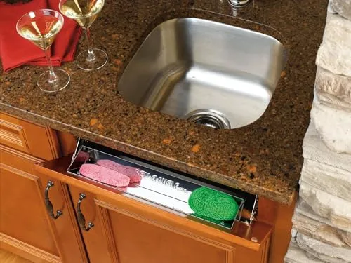 REV-A-SHELF 13" Stainless-Steel Tip-Out Tray w/Hinges for Sink Base Cabinets