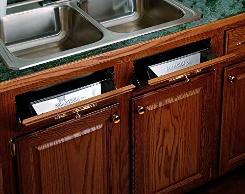 REV-A-SHELF 13" Stainless-Steel Tip-Out Tray w/Hinges for Sink Base Cabinets