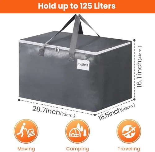 BlissTotes Large Moving Bags, Storage Bags, 125L-2 Pack