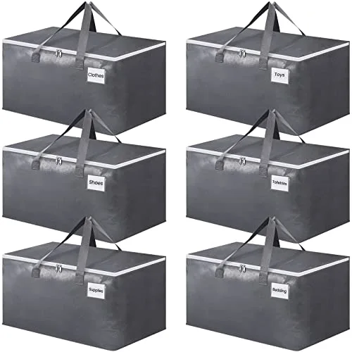 BlissTotes Large Moving Bags, Storage Bags, 76L-6 Pack