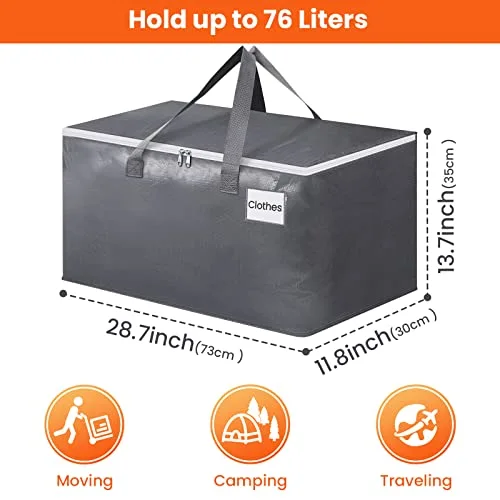 BlissTotes Large Moving Bags, Storage Bags, 76L-6 Pack