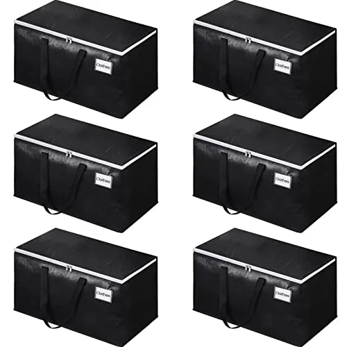 Large Heavy Duty Moving Bags, 93L Reusable Packing Bags, 6 Pack