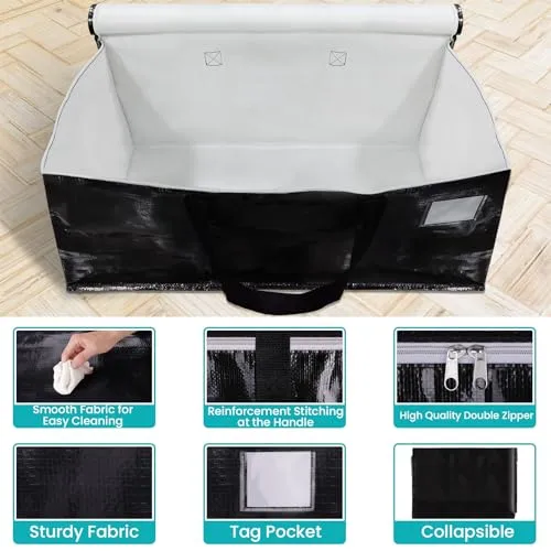 Large Heavy Duty Moving Bags, 93L Reusable Packing Bags, 6 Pack
