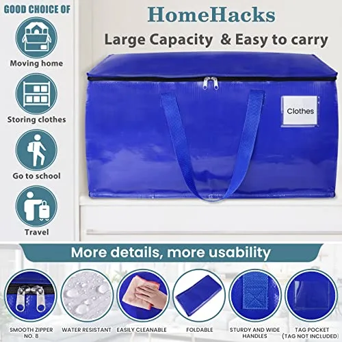 HomeHacks Moving Bags, 125L-6 Pack Heavy Duty Moving Totes
