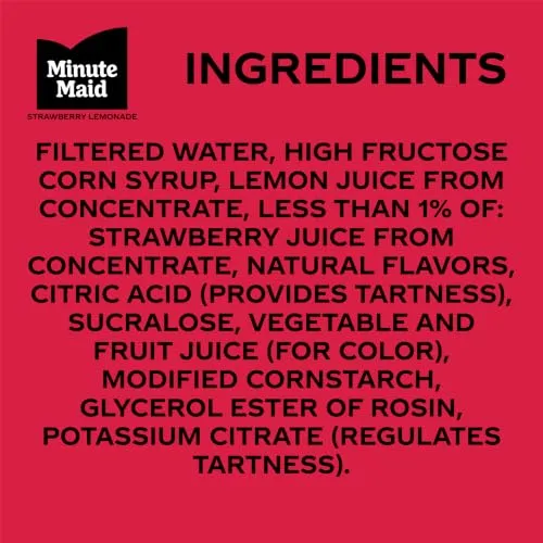Minute Maid Lemonade, Strawberry, 59 oz