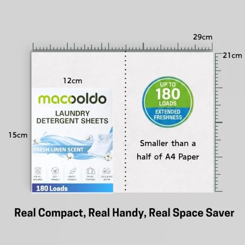 90 Laundry Detergent Sheets, Gentle Formula for Home or Travel, Fresh Scent