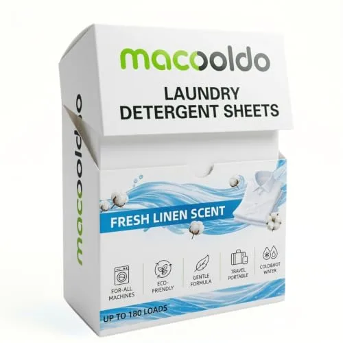 90 Laundry Detergent Sheets, Gentle Formula for Home or Travel, Fresh Scent