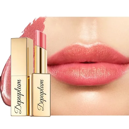 Depuplum Nude Pink Red Shimmer Lipstick for Women Tinted Lip Balm