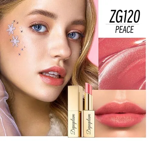 Depuplum Nude Pink Red Shimmer Lipstick for Women Tinted Lip Balm