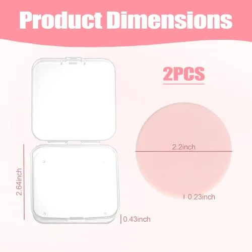 2Pcs Round Makeup Sponges for Foundation with 1 Travel Case
