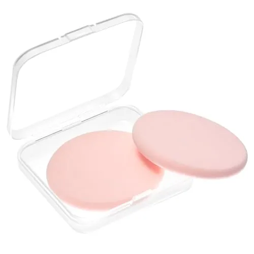 2Pcs Round Makeup Sponges for Foundation with 1 Travel Case