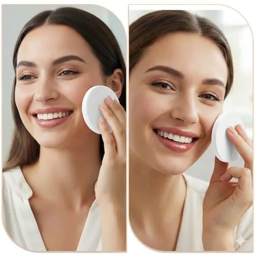 Nogeqi 4 Pcs Flat Makeup Sponges for Foundation, Round Shape Foundation Sponge, White Make Up Sponge for Face,Sponges Makeup Applicator for Natural Easy Soft Long-Lasting and Beginner
