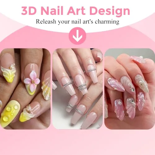 3D Nail Art Gel, Clear Sculpting Gel for Nail Carving Molding, Drawing, DIY Nail Decoration, Salon Manicure Supplies, Cure Lamp Needed, 0.5 fl oz
