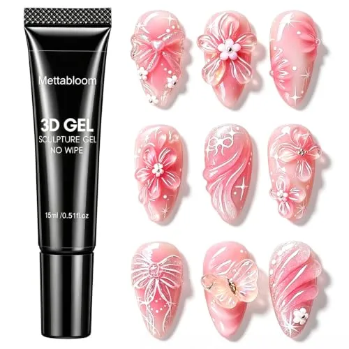 3D Nail Art Gel, Clear Sculpting Gel for Nail Carving Molding, Drawing, DIY Nail Decoration, Salon Manicure Supplies, Cure Lamp Needed, 0.5 fl oz