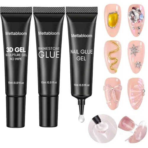 3D Gel Nail Art- Nail Glue, Rhinestone Glue and 3D Sculpting Gel