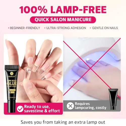 5 PCS 2ml Semi Solid Super Strong Gel Nail Glue for Press Ons, No UV Lamp