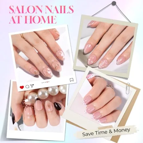 Luckyfairy Extra Short Almond Nail Tips, 15 Sizes 150pcs XS Press on Nails