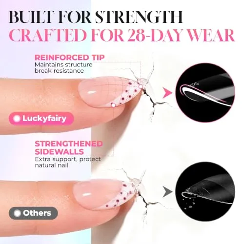 Luckyfairy Extra Short Almond Nail Tips, 15 Sizes 150pcs XS Press on Nails