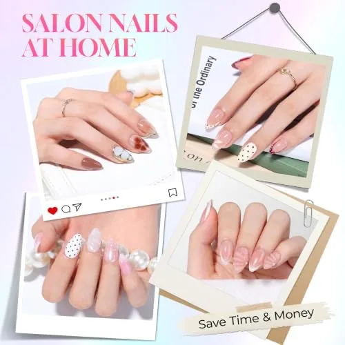 Luckyfairy Short Almond X-Soft Gel Nail Tips 150pcs 15 Size Pre-Etched