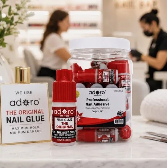 Adoro Original Nail Glue (Pack of 3), Professional Strong Hold Adhesive, Quick-Drying Formula for Adhesion and Arificial Nail Applications.