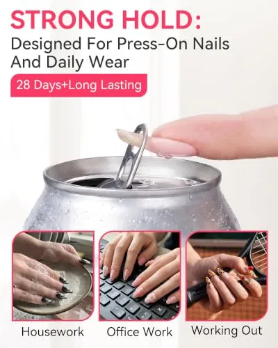 Makartt Press on Nail Glue: 5g 5 Packs, Hema-Free Semi-Solid, 20s Air Dry
