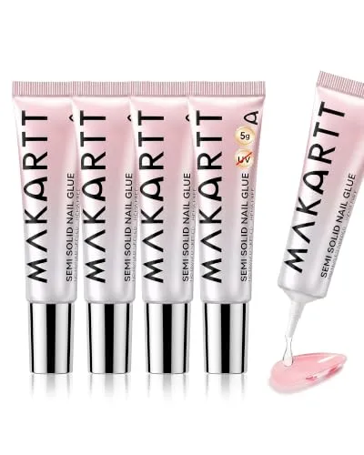 Makartt Press on Nail Glue: 5g 5 Packs, Hema-Free Semi-Solid, 20s Air Dry
