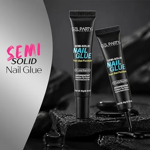 GELPARTY Semi Solid Nail Glue for Press On Nails, 2 x 10g, Air Dry